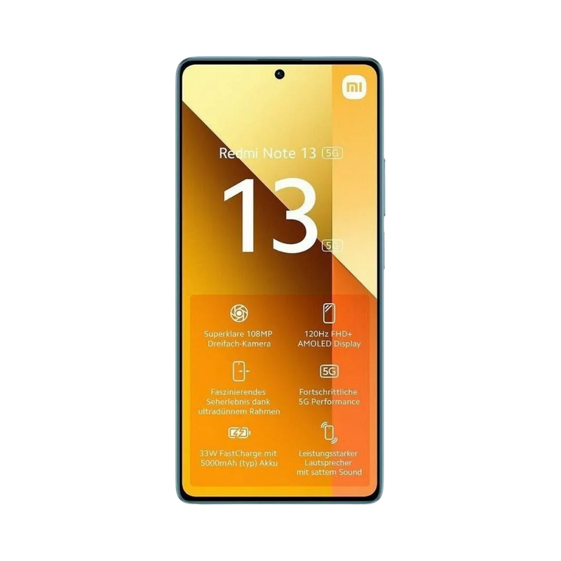 Écran avant du Redmi Note 13 5G avec poinçon central — réparation dalle AMOLED et vitre tactile originale chez iTelier Lyon, diagnostic offert, pièces garanties 12 mois, intervention rapide en boutique ou par envoi postal sécurisé.