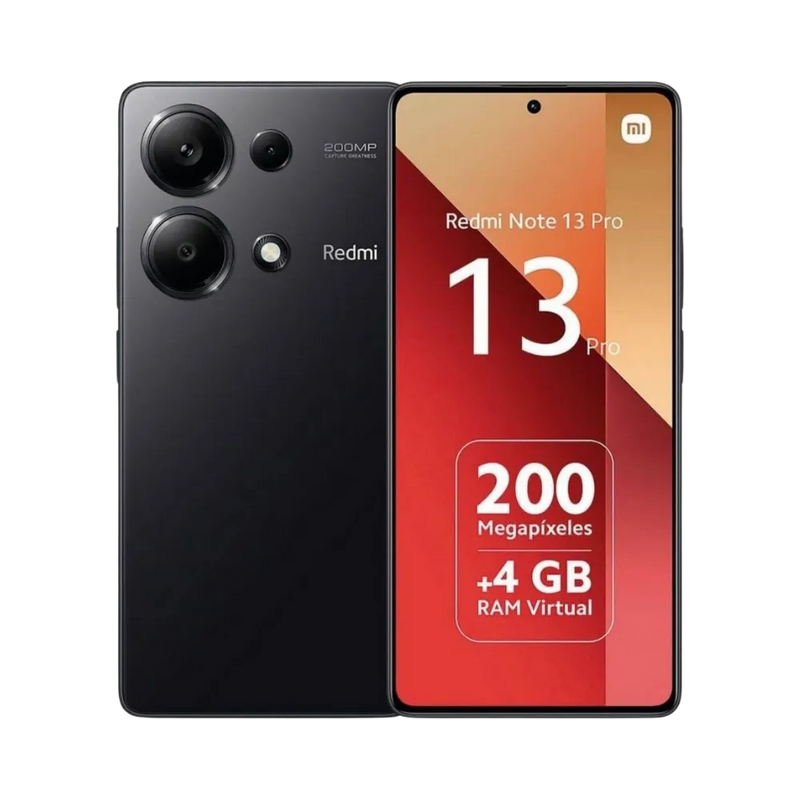 Redmi Note 13 Pro 4G noir en vue avant et arrière — réparation écran AMOLED 120Hz, remplacement vitre cassée et changement batterie par iTelier Lyon, devis gratuit, service rapide en boutique Lyon 6 ou par correspondance partout en France.