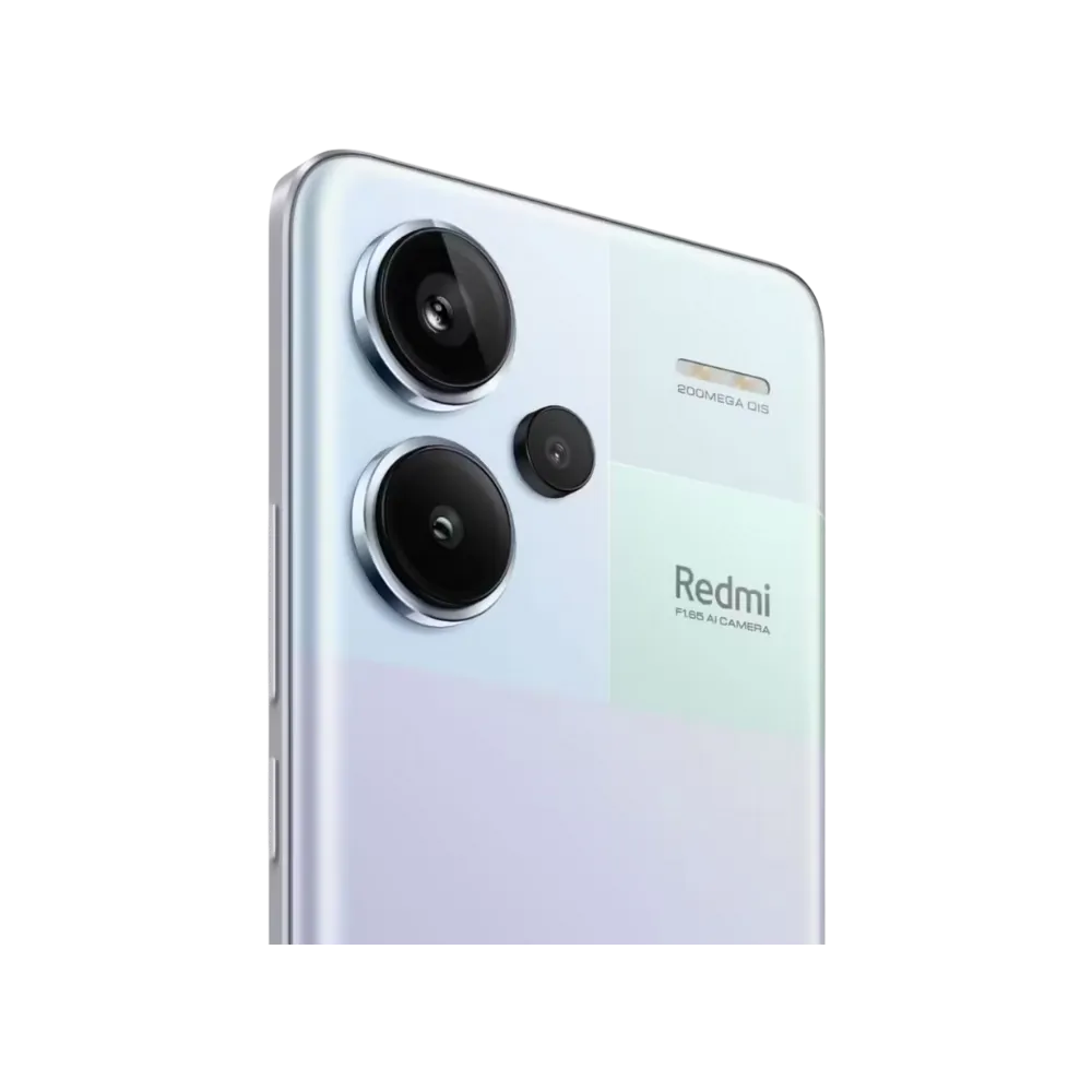 Vue oblique du dos du Redmi Note 13 Pro+ 5G mettant en avant le bloc caméra — réparation lentilles et module photo, remplacement vitre arrière chez iTelier Lyon, pièces d’origine garanties 12 mois, réparation fiable et rapide.