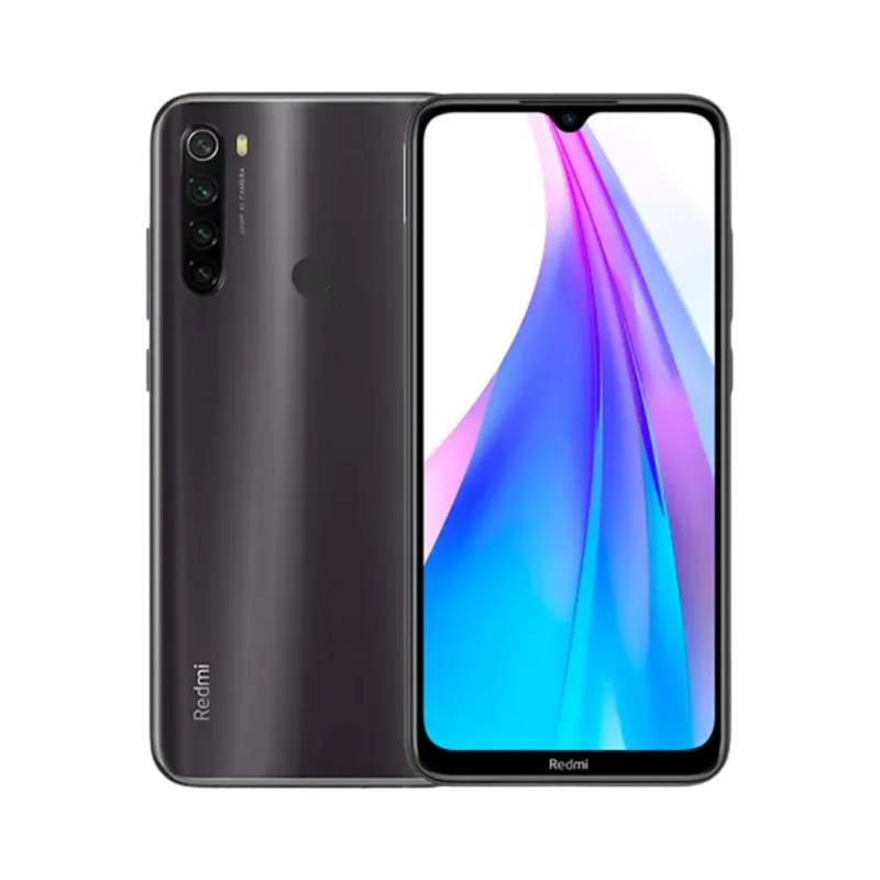 Redmi Note 8T gris en vue avant et arrière — réparation écran, vitre arrière et batterie par iTelier Lyon, diagnostic gratuit, pièces originales garanties 1 an, service express et envoi national.