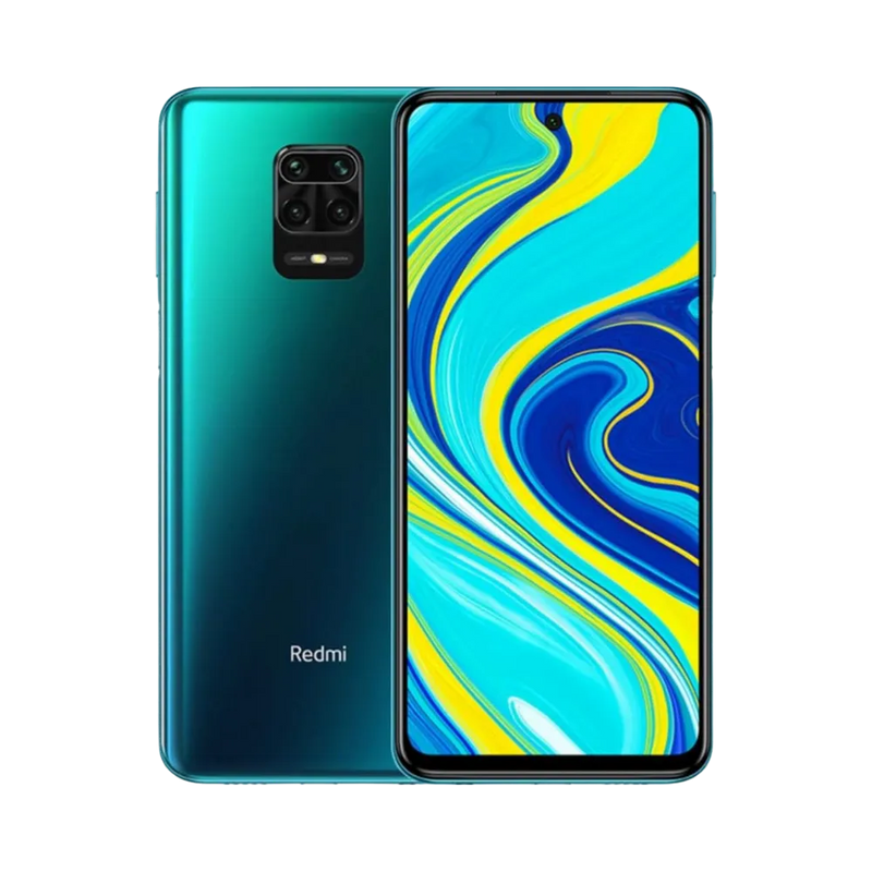 Redmi Note 9S en vue avant et arrière — réparation écran, vitre arrière et batterie par iTelier Lyon, diagnostic offert, pièces originales garanties 1 an, service express et envoi national.