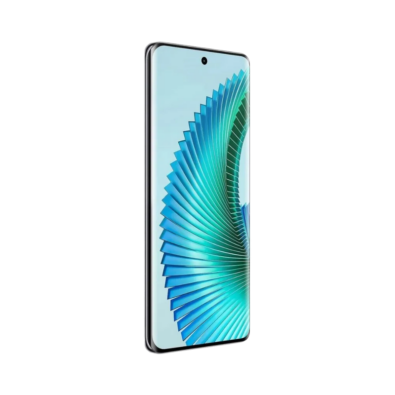 Honor Magic 6 Lite noir en position verticale, écran lumineux avec fond vert et poinçon central pour caméra frontale, parfait pour illustrer réparation écran original et diagnostic gratuit chez iTelier Lyon.