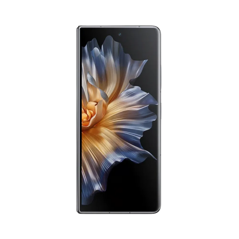 Honor Magic Vs noir en position verticale pliée, écran lumineux avec motif fleur dorée sur fond noir, idéal pour illustrer réparation écran original et diagnostic gratuit chez iTelier Lyon.