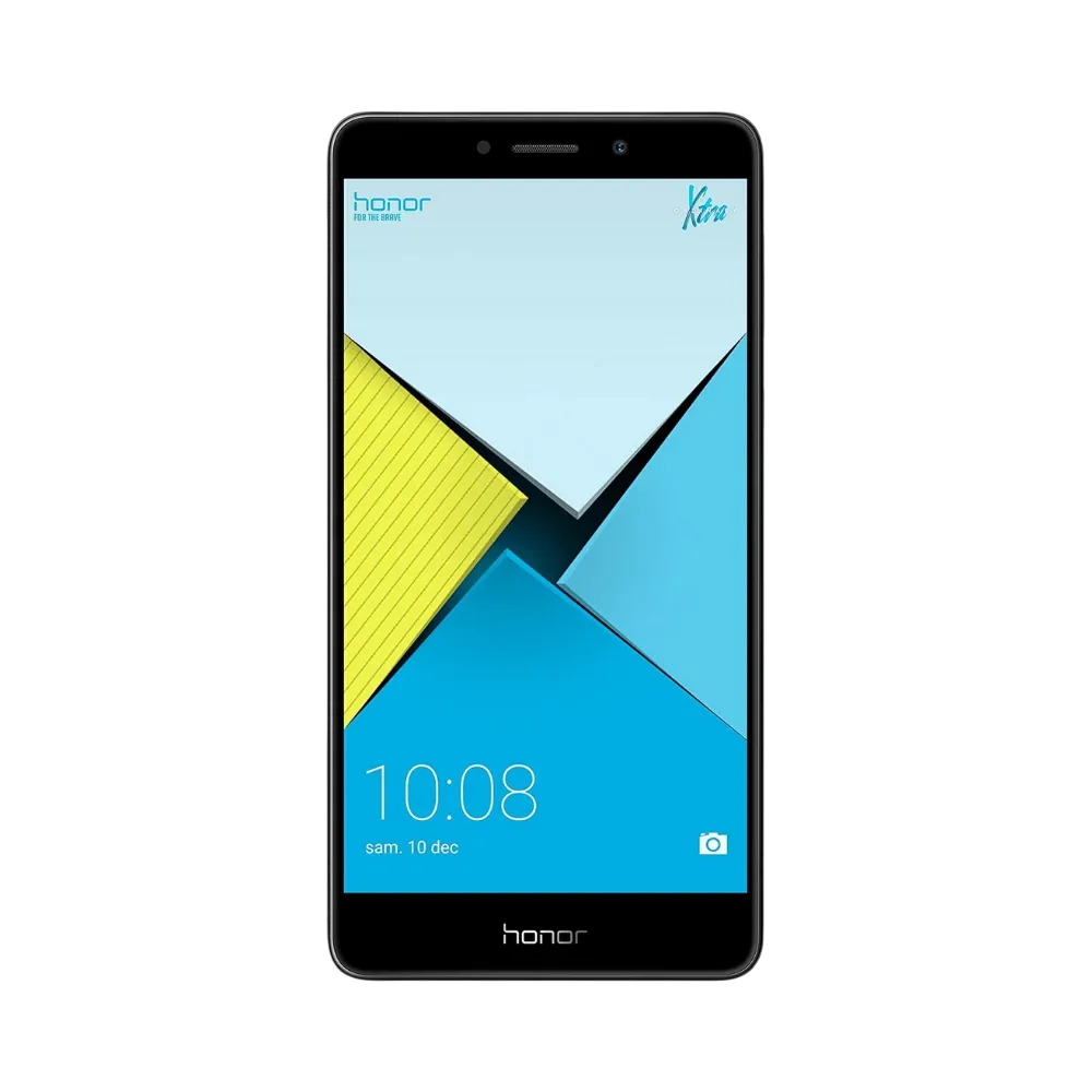 Honor X6 gris vu de face, écran allumé avec affichage lumineux et design classique à bordures, idéal pour réparations écran LCD et vitre tactile chez iTelier Lyon.