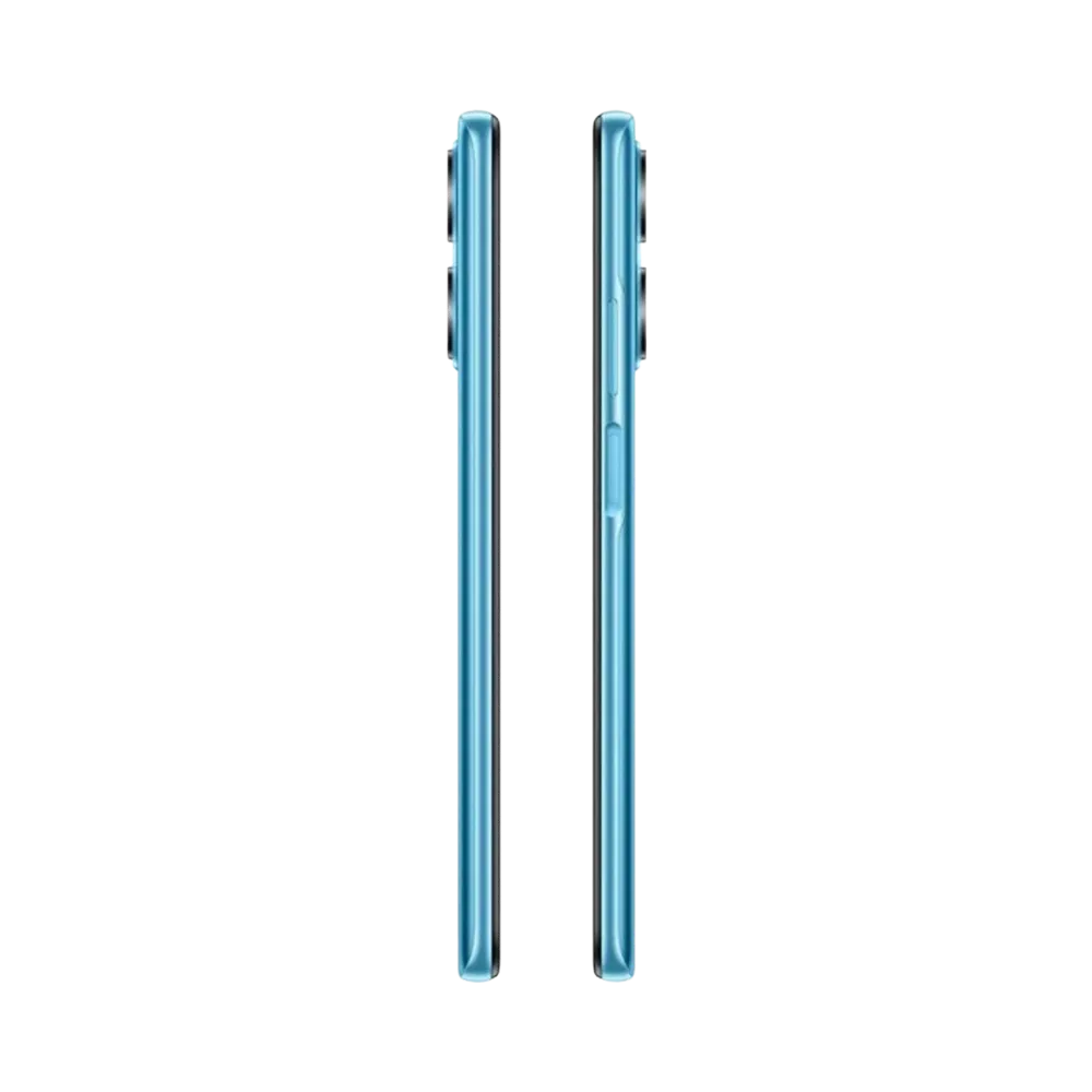 Honor X7a bleu vu de côté gauche et droit, finesse du cadre et boutons latéraux visibles, parfait pour réparations bouton volume, power et remplacement châssis latéral chez iTelier Lyon.