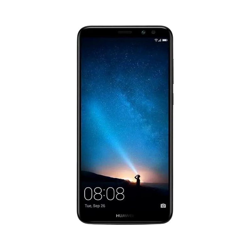 Huawei Mate 10 Lite affiché en vue frontale avec écran allumé montrant un fond ciel étoilé bleu. Illustration iTelier Lyon pour réparation écran cassé, vitre tactile, diagnostic offert et service rapide garanti.