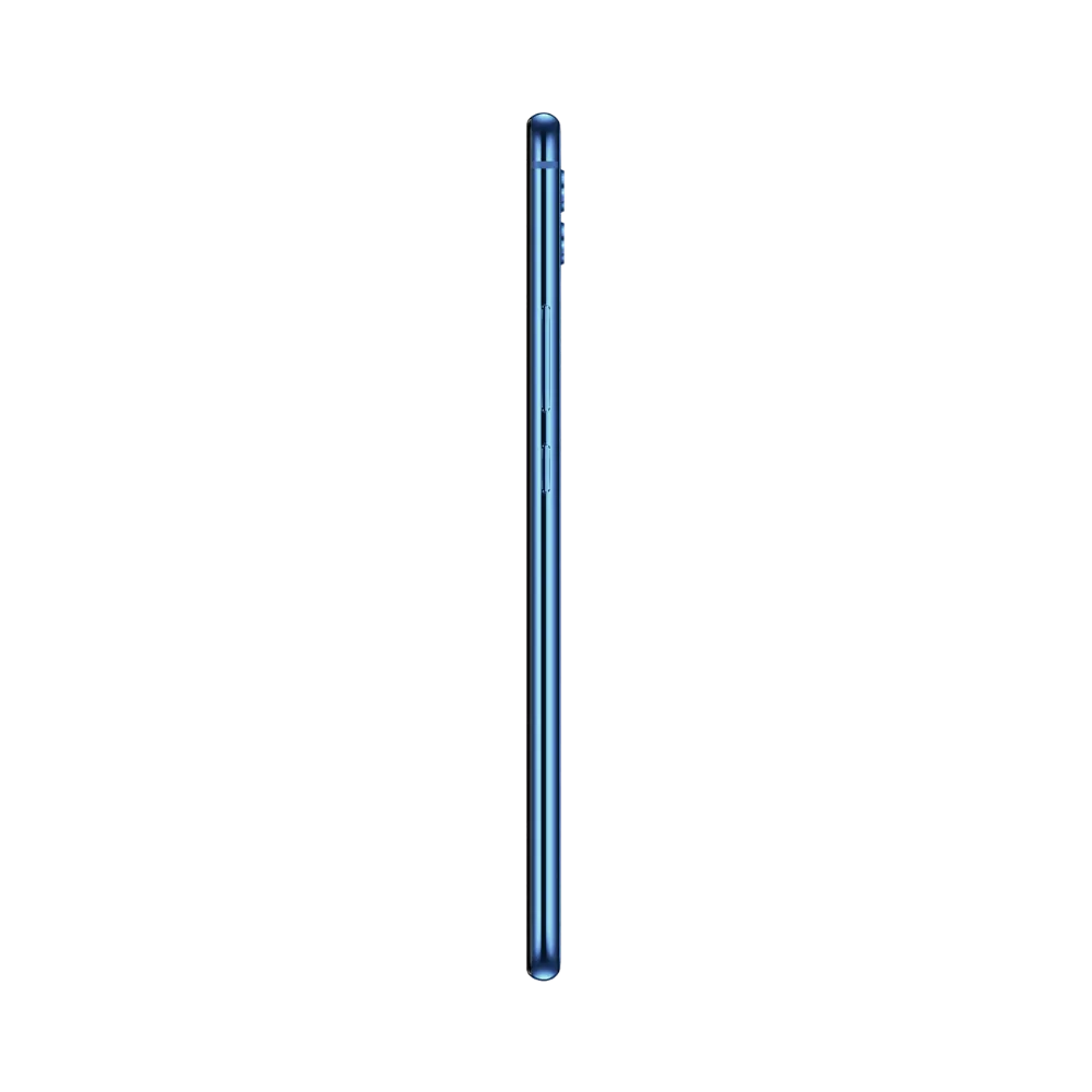 Huawei Mate 20 Lite présenté de profil bleu foncé, finesse du châssis et boutons latéraux visibles. Image optimisée iTelier Lyon pour réparation boutons, connecteur et diagnostic gratuit.