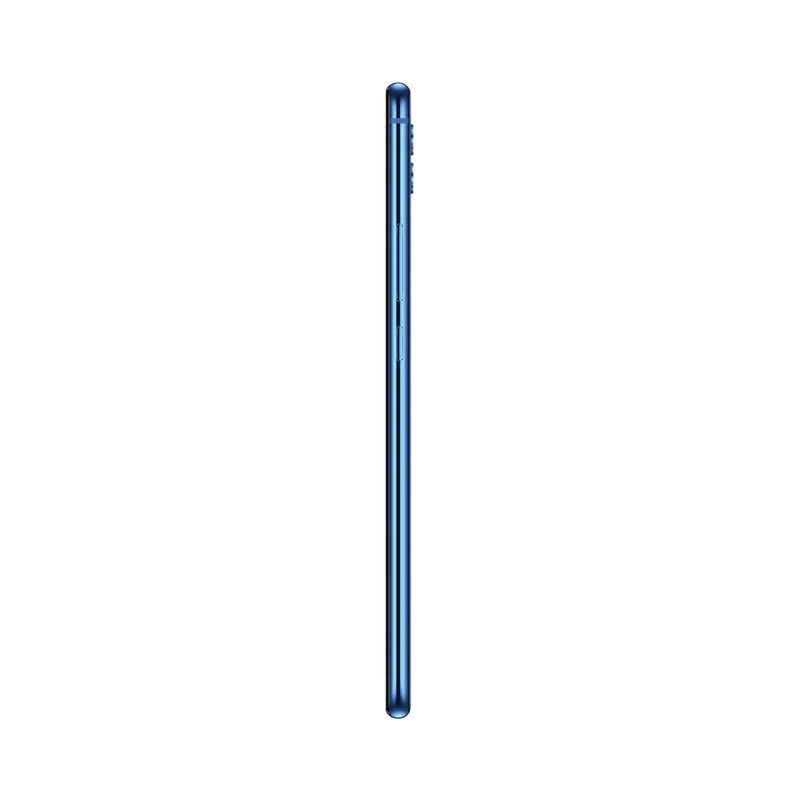 Huawei Mate 20 Lite présenté de profil bleu foncé, finesse du châssis et boutons latéraux visibles. Image optimisée iTelier Lyon pour réparation boutons, connecteur et diagnostic gratuit.