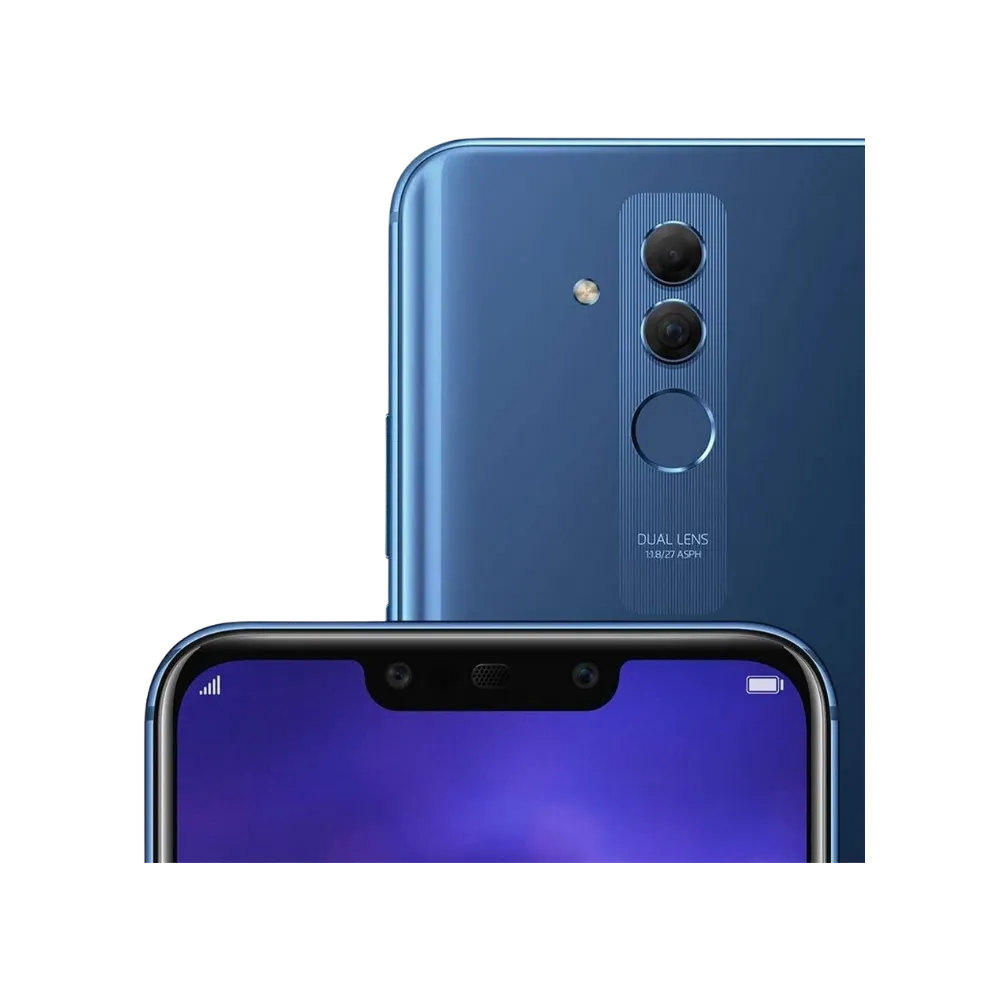Huawei Mate 20 Lite montré en vue supérieure, contour bleu foncé et emplacement micro visibles. Photo optimisée iTelier Lyon pour réparation connecteur, micro et diagnostic gratuit.