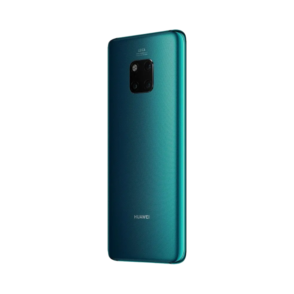Huawei Mate 20 Pro présenté de profil vert émeraude, finesse du châssis et boutons latéraux visibles. Image optimisée iTelier Lyon pour réparation boutons, connecteur et diagnostic gratuit.
