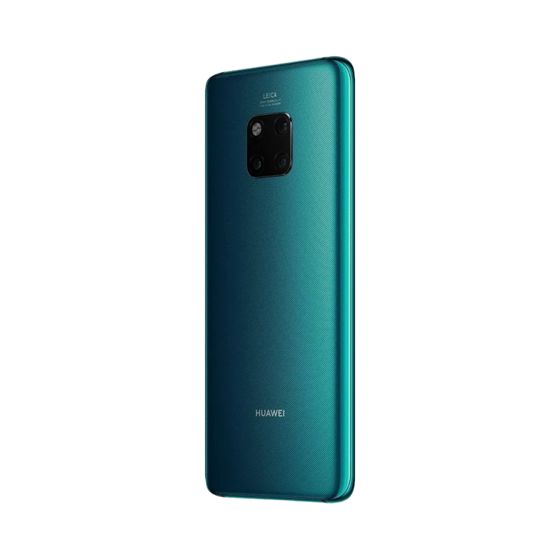 Huawei Mate 20 Pro présenté de profil vert émeraude, finesse du châssis et boutons latéraux visibles. Image optimisée iTelier Lyon pour réparation boutons, connecteur et diagnostic gratuit.
