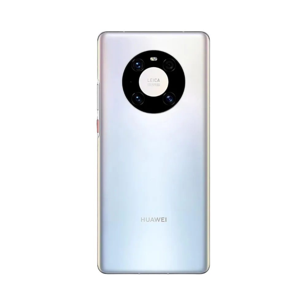 Smartphone Huawei Mate 40 Pro en vue arrière couleur argentée, quadruple module photo circulaire centré. Photo iTelier Lyon pour réparation vitre arrière, batterie et diagnostic gratuit avec garantie.