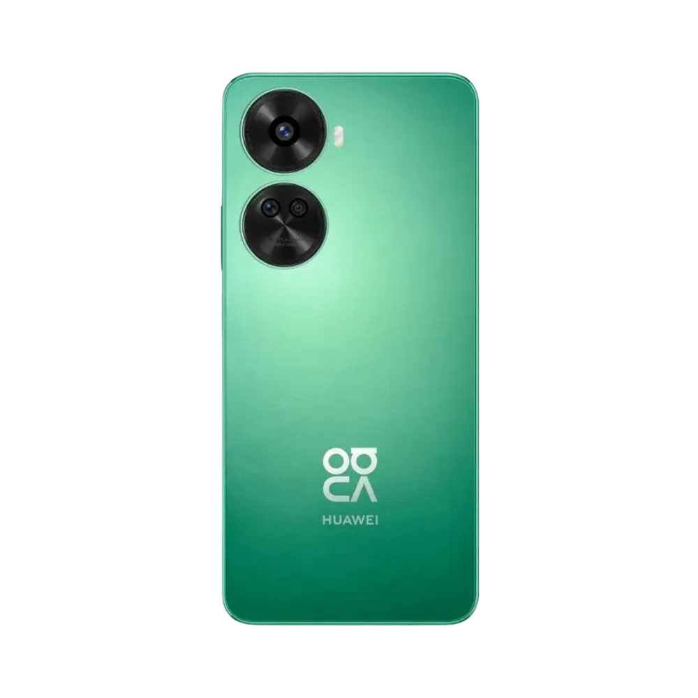 Smartphone Huawei Nova 12 SE en vue arrière couleur vert clair, double module photo circulaire en haut à gauche. Photo iTelier Lyon pour réparation vitre arrière, batterie et diagnostic gratuit avec garantie.