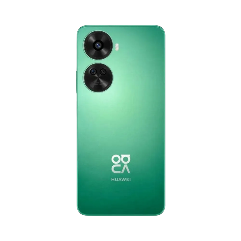 Smartphone Huawei Nova 12 SE en vue arrière couleur vert clair, double module photo circulaire en haut à gauche. Photo iTelier Lyon pour réparation vitre arrière, batterie et diagnostic gratuit avec garantie.