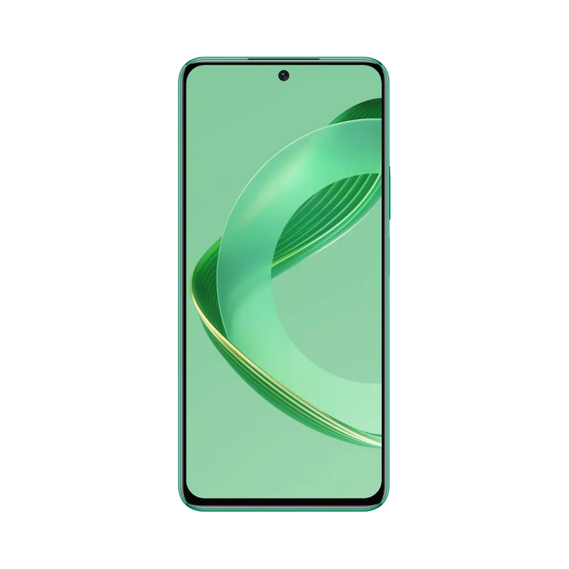 Huawei Nova 12 SE affiché en vue frontale avec écran allumé sur fond vert stylisé moderne. Illustration iTelier Lyon pour réparation écran cassé, vitre tactile, diagnostic offert et service rapide garanti.
