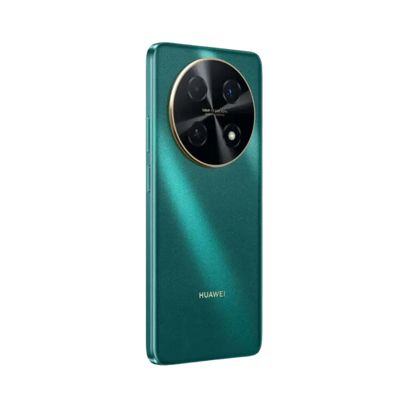 Smartphone Huawei Nova 12i en vue arrière couleur vert émeraude, double module photo circulaire en haut au centre. Photo iTelier Lyon pour réparation vitre arrière, batterie et diagnostic gratuit avec garantie.