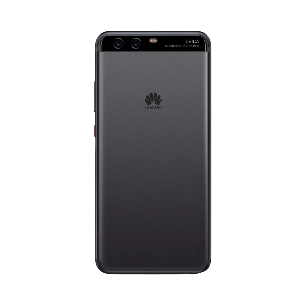 Smartphone Huawei P10 en vue arrière gris foncé, double module photo horizontal en haut à gauche avec capteur Leica. Photo iTelier Lyon pour réparation vitre arrière, batterie et diagnostic gratuit avec garantie.