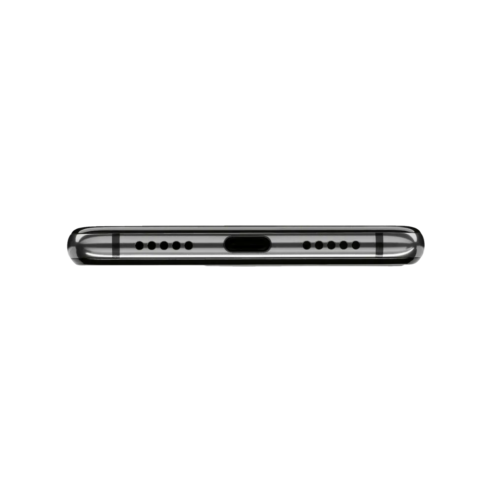 Huawei P20 montré en vue inférieure, port USB-C, haut-parleur et tiroir SIM bien visibles. Photo optimisée iTelier Lyon pour réparation connecteur de charge, audio et diagnostic gratuit.