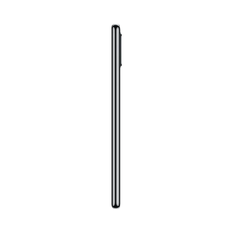Huawei P30 Lite montré de profil noir, finesse du châssis et boutons latéraux visibles. Photo optimisée iTelier Lyon pour réparation boutons, connecteur et diagnostic gratuit.