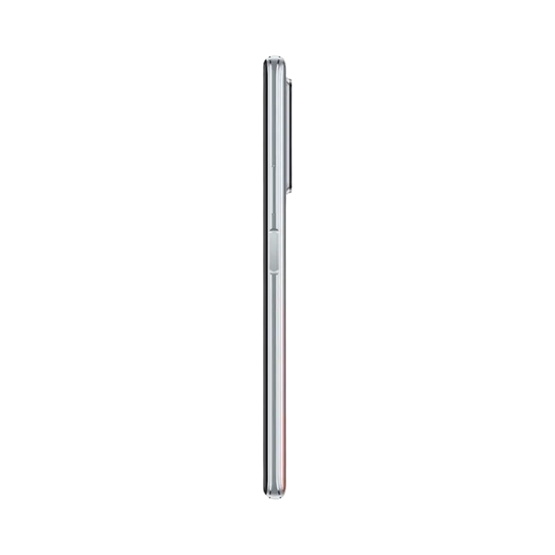 Huawei P40 Lite 5G montré de profil argent rosé, finesse du châssis et boutons latéraux visibles. Photo optimisée iTelier Lyon pour réparation boutons, connecteur et diagnostic gratuit.