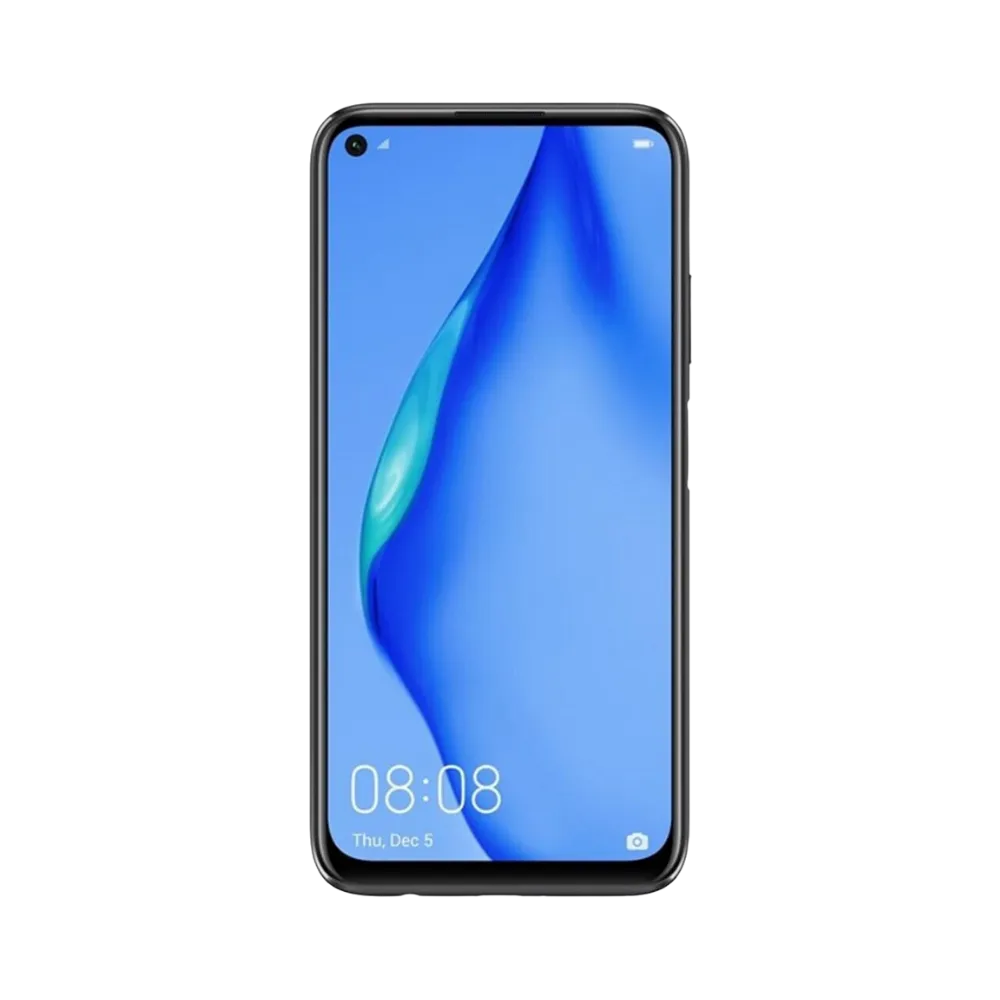 Huawei P40 Lite affiché en vue frontale avec écran allumé sur fond bleu dégradé. Illustration iTelier Lyon pour réparation écran cassé, vitre tactile, diagnostic offert et service rapide garanti.