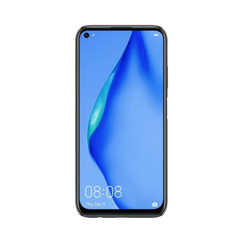 Huawei P40 Lite affiché en vue frontale avec écran allumé sur fond bleu dégradé. Illustration iTelier Lyon pour réparation écran cassé, vitre tactile, diagnostic offert et service rapide garanti.