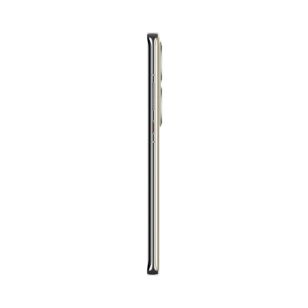 Huawei P50 Pro présenté de profil doré, finesse du châssis et boutons latéraux visibles. Image optimisée iTelier Lyon pour réparation boutons, connecteur et diagnostic gratuit.