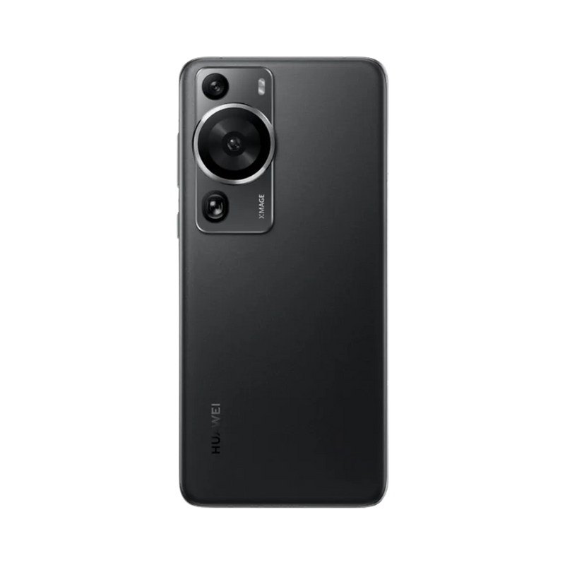 Smartphone Huawei P60 Pro en vue arrière couleur noire, triple module photo rectangulaire en haut à gauche. Photo iTelier Lyon pour réparation vitre arrière, batterie et diagnostic gratuit avec garantie.