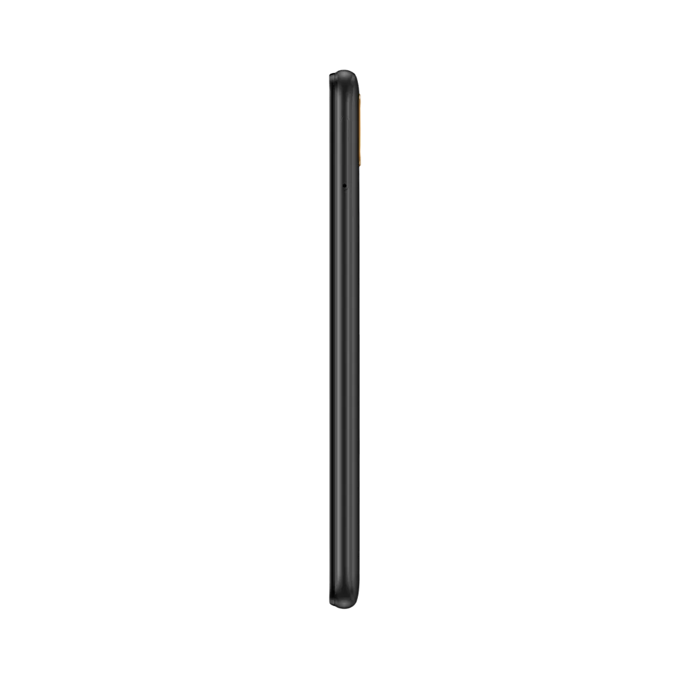 Huawei Y5 2019 noir vu de profil en position verticale, montrant les tranches fines et latérales, parfait pour illustrer réparations connecteur de charge et boutons latéraux par iTelier Lyon.