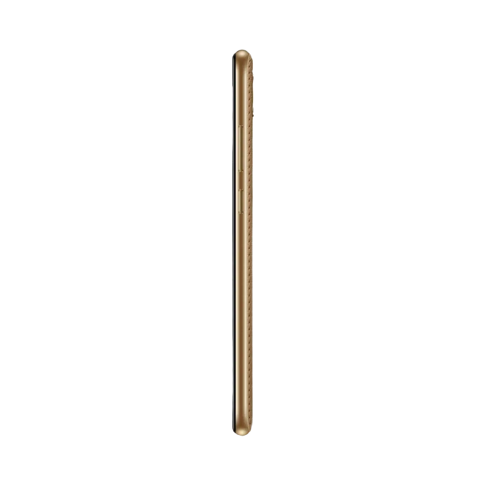 Huawei Y6 2019 doré vu de profil en position verticale, tranches latérales visibles, parfait pour illustrer réparations boutons latéraux et connecteur de charge par iTelier Lyon.
