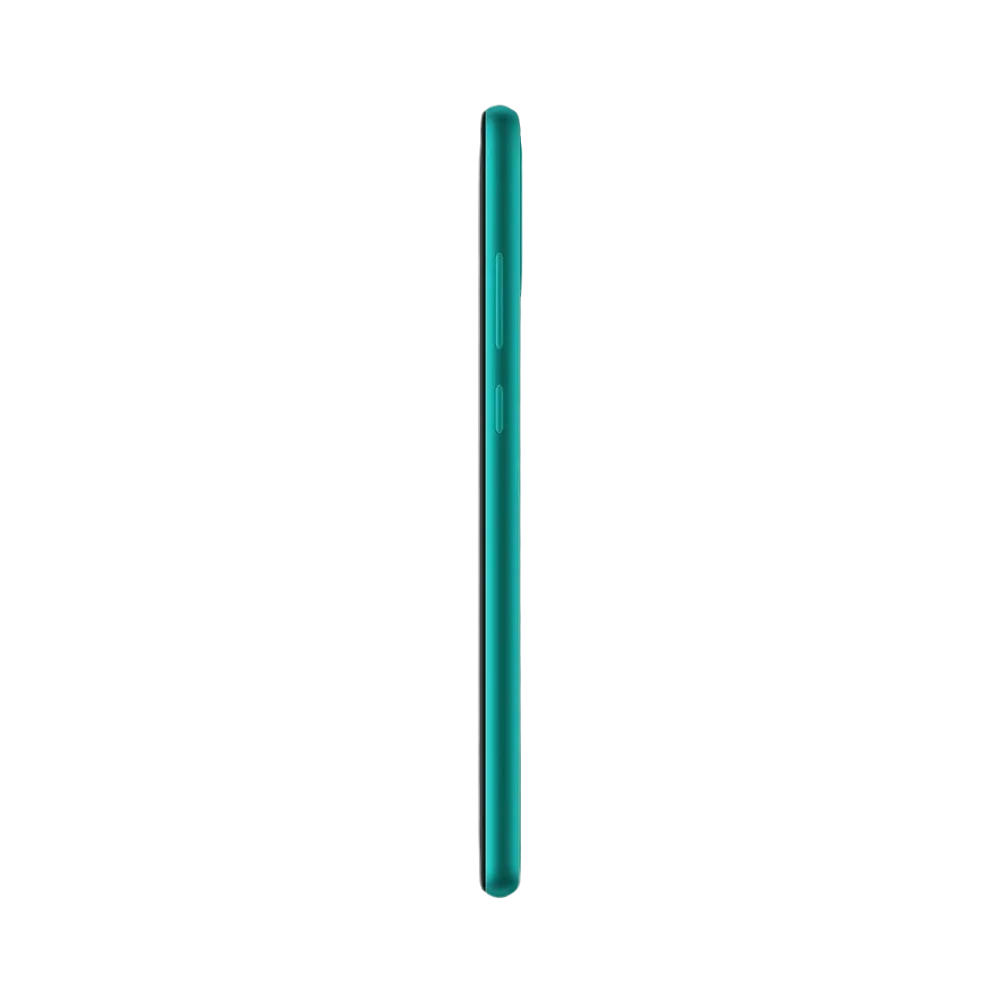 Huawei Y6p vert en vue de profil verticale, montrant la finesse et les tranches latérales, parfait pour illustrer réparations connecteur de charge et boutons latéraux par iTelier Lyon.