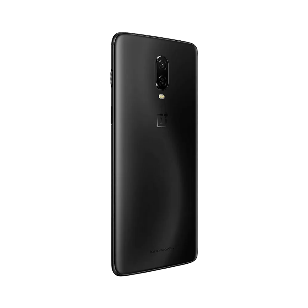 Réparation OnePlus 6T iTelier Lyon – smartphone affiché de profil gauche et droit en position verticale, finesse et boutons latéraux visibles, adapté aux réparations bouton power, volume et remplacement connecteur de charge.