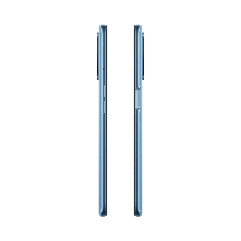 Oppo A16 montré de profil gauche et droit, finesse du châssis bleu et boutons latéraux visibles. Image optimisée iTelier Lyon pour réparation boutons, connecteur et diagnostic gratuit avec garantie.