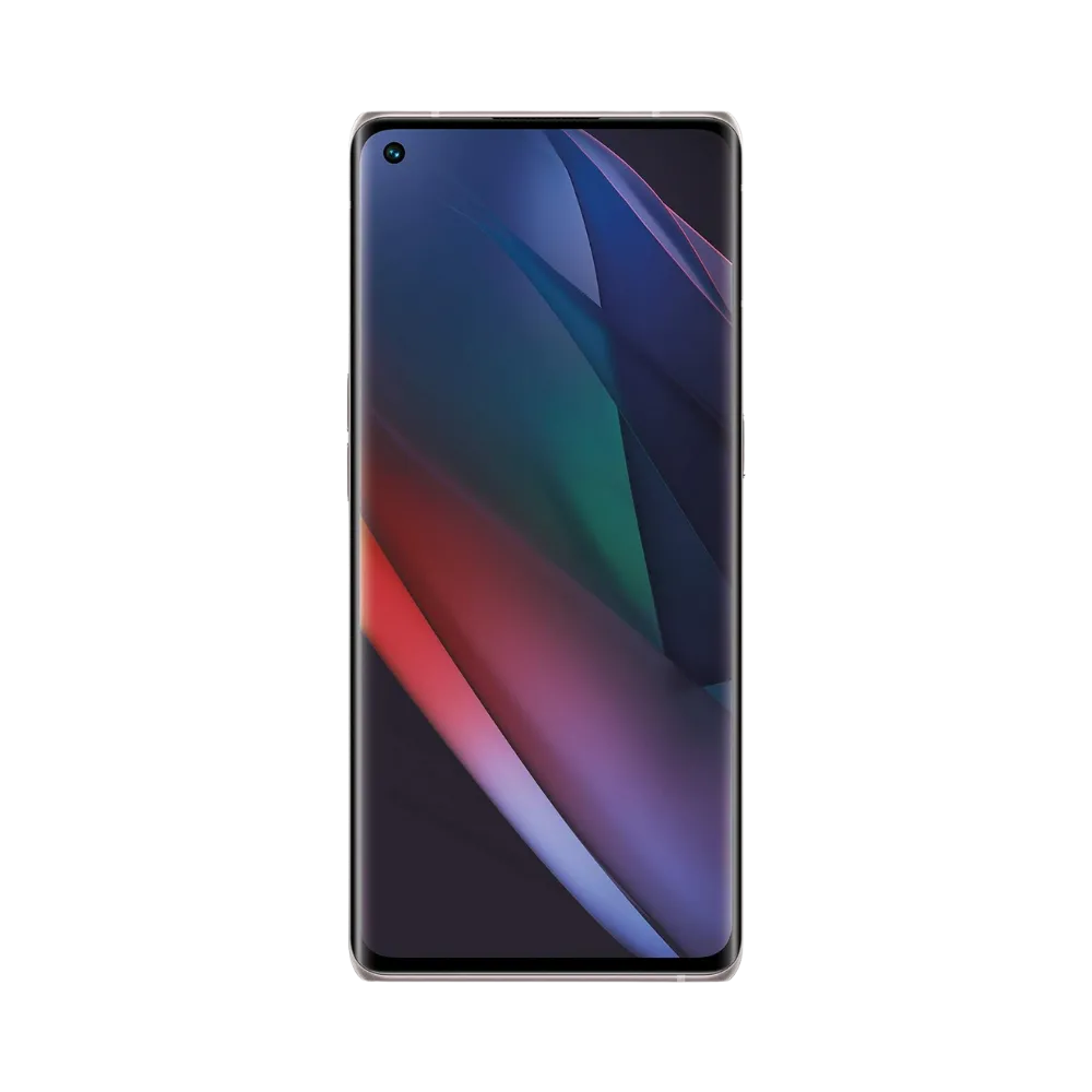 Oppo Find X3 Neo affiché en vue frontale avec écran allumé sur fond multicolore sombre. Illustration iTelier Lyon pour réparation écran cassé, vitre tactile, diagnostic offert et service rapide garanti.