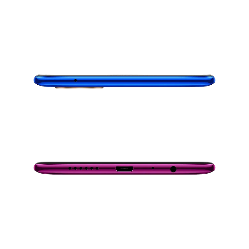 Oppo RX17 Neo montré en vue supérieure et inférieure, port micro-USB, haut-parleur et tiroir SIM visibles. Photo optimisée iTelier Lyon pour réparation connecteur de charge, audio et diagnostic gratuit.