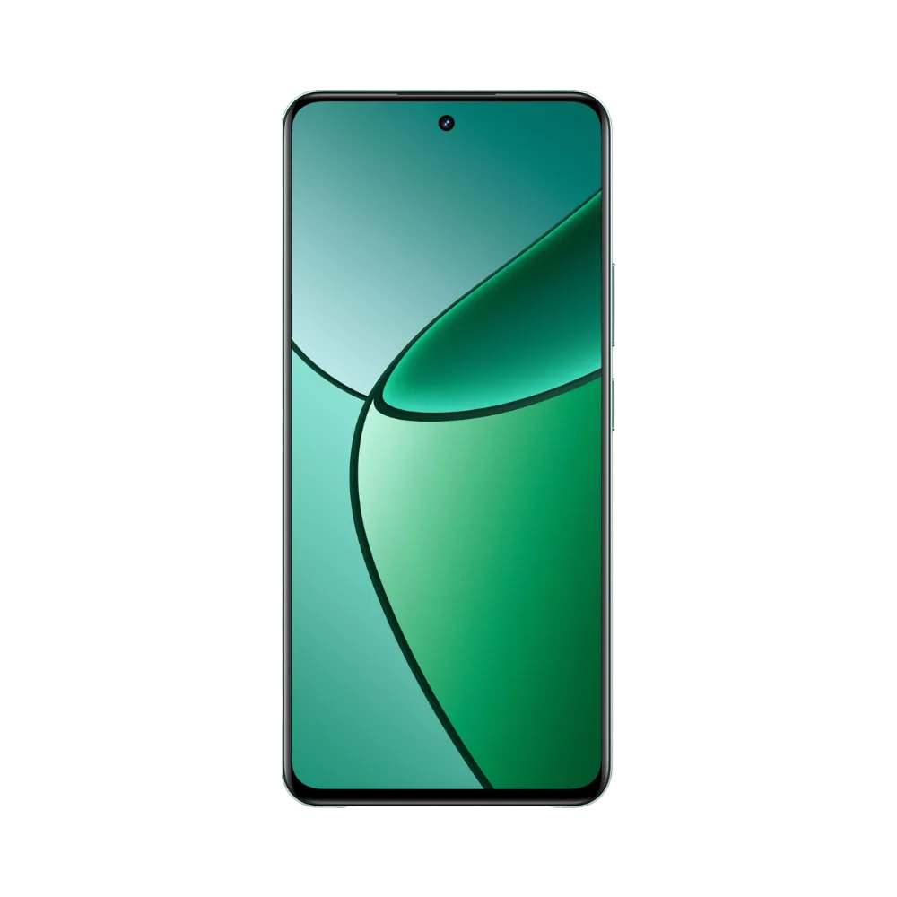 Réparation Realme 12+ 5G iTelier Lyon – téléphone présenté de face en position verticale, écran allumé avec fond vert et logo 12+ 5G, idéal pour réparation écran, changement batterie et diagnostic offert en boutique.