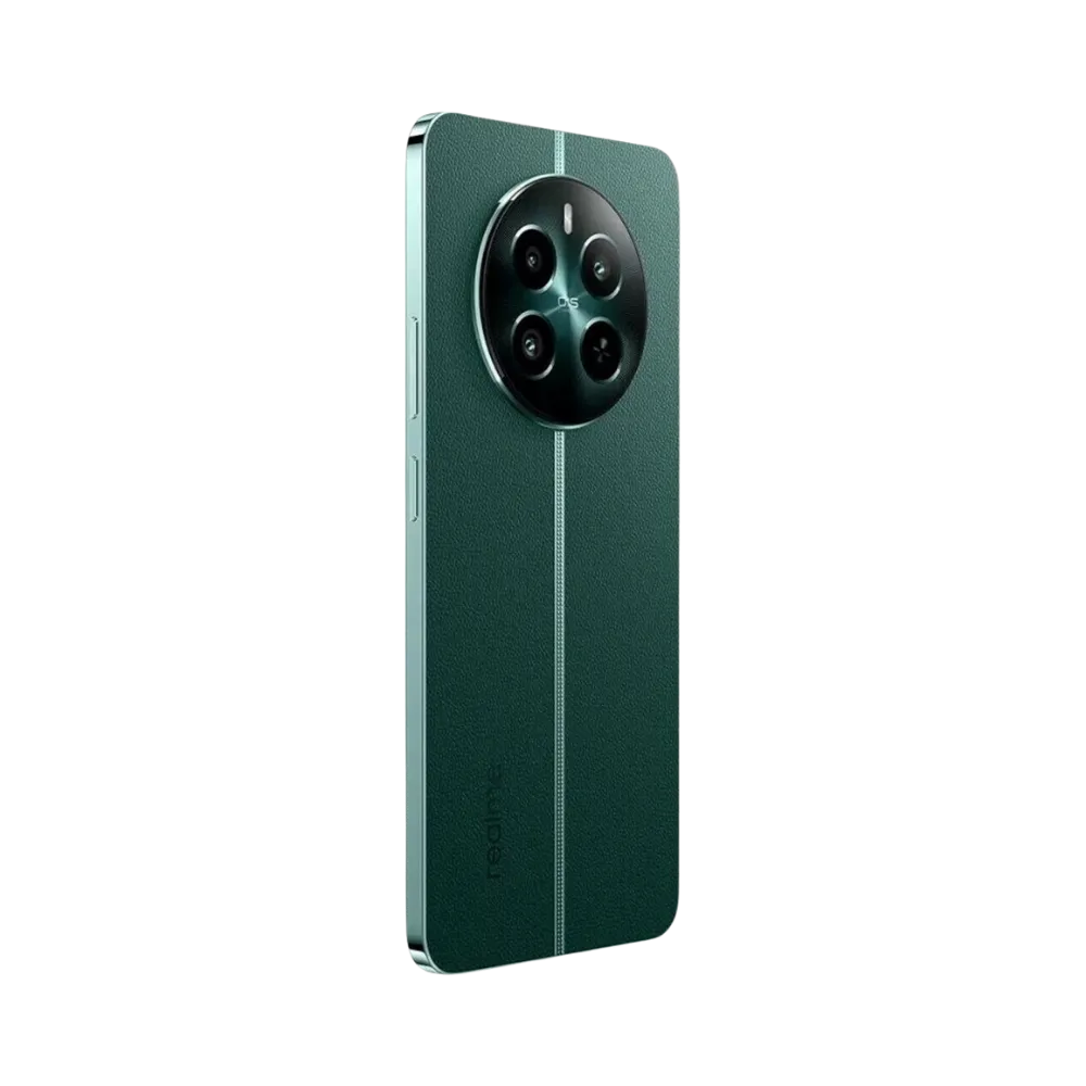 Réparation Realme 12+ 5G iTelier Lyon – smartphone affiché de profil gauche et droit en position verticale, finesse et boutons latéraux visibles, adapté aux réparations bouton power, volume et remplacement connecteur de charge.