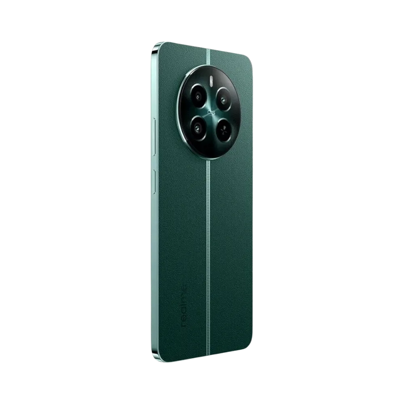 Réparation Realme 12+ 5G iTelier Lyon – smartphone affiché de profil gauche et droit en position verticale, finesse et boutons latéraux visibles, adapté aux réparations bouton power, volume et remplacement connecteur de charge.