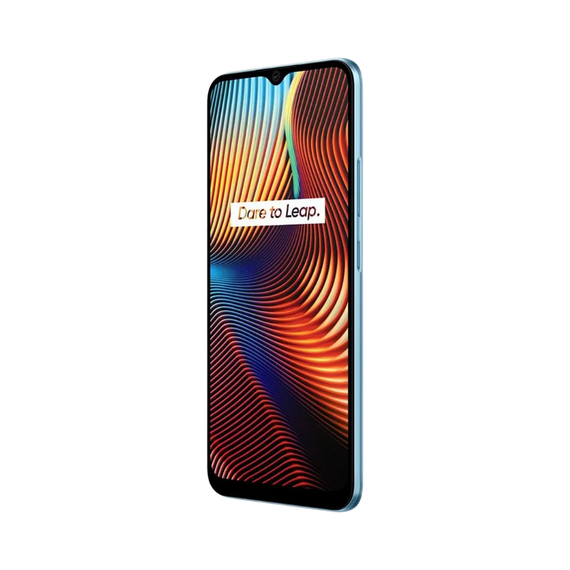 Réparation Realme 7i iTelier Lyon – téléphone présenté de face en position verticale, écran allumé avec fond coloré rouge, orange et bleu marqué Realme 7i, idéal pour réparation écran, diagnostic offert et changement batterie rapide.