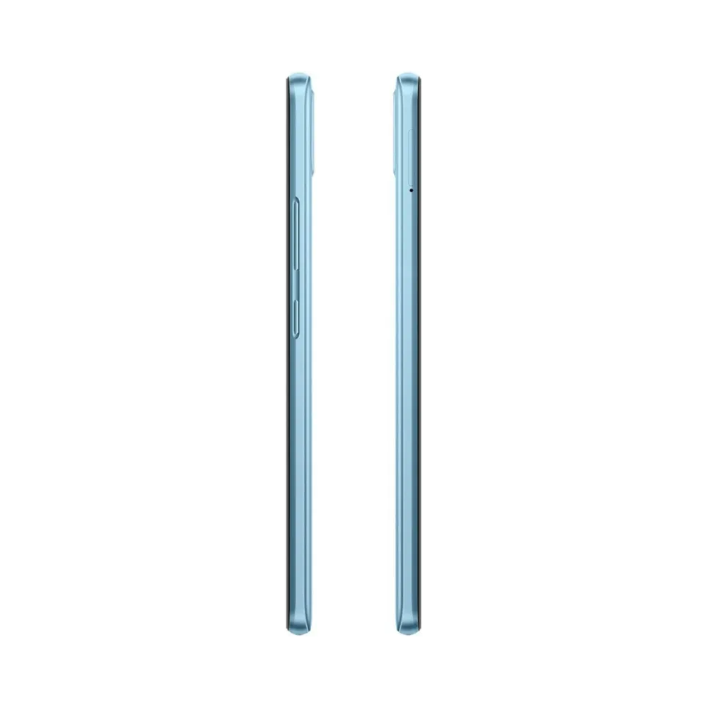 Réparation Realme 7i iTelier Lyon – smartphone affiché de profil gauche et droit en position verticale, finesse et boutons latéraux visibles, adapté aux réparations bouton power, volume et remplacement connecteur de charge.