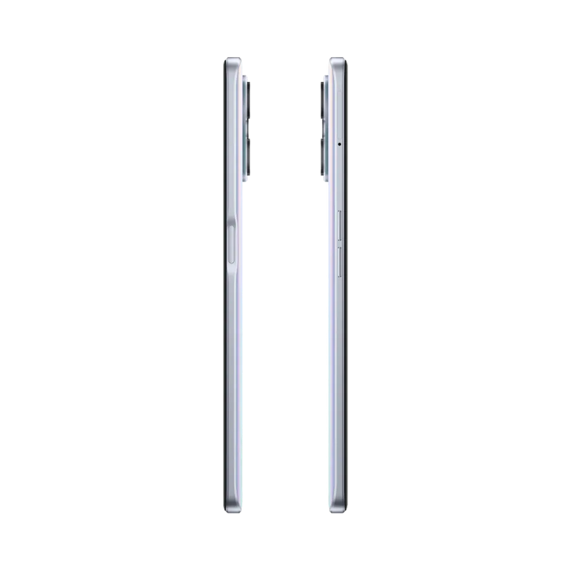 Réparation Realme 9 5G iTelier Lyon – smartphone affiché de profil gauche et droit en position verticale, finesse et boutons latéraux visibles, adapté aux réparations bouton power, volume et remplacement connecteur de charge.