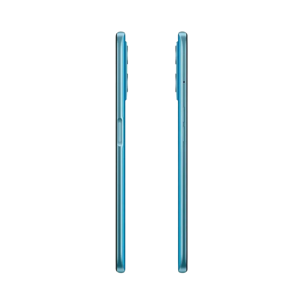 Réparation Realme 9i iTelier Lyon – smartphone affiché de profil gauche et droit en position verticale, finesse et boutons latéraux visibles, adapté aux réparations bouton power, volume et remplacement connecteur de charge.