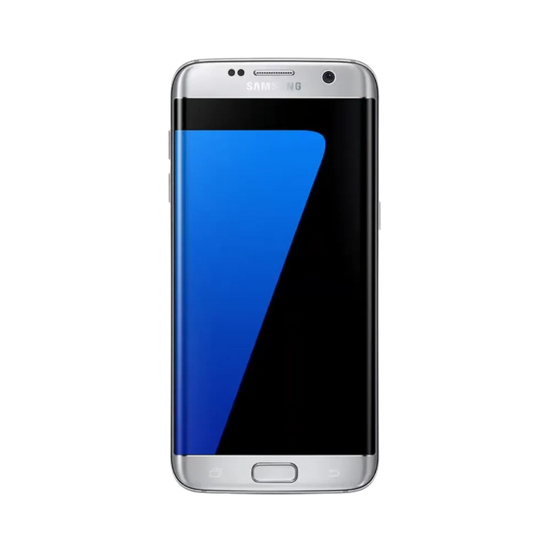 Galaxy S7 Edge argent affichant son écran incurvé AMOLED. iTelier Lyon : réparation écran cassé, dalle tactile défectueuse, vitre fissurée. Service rapide en boutique ou par correspondance partout en France.