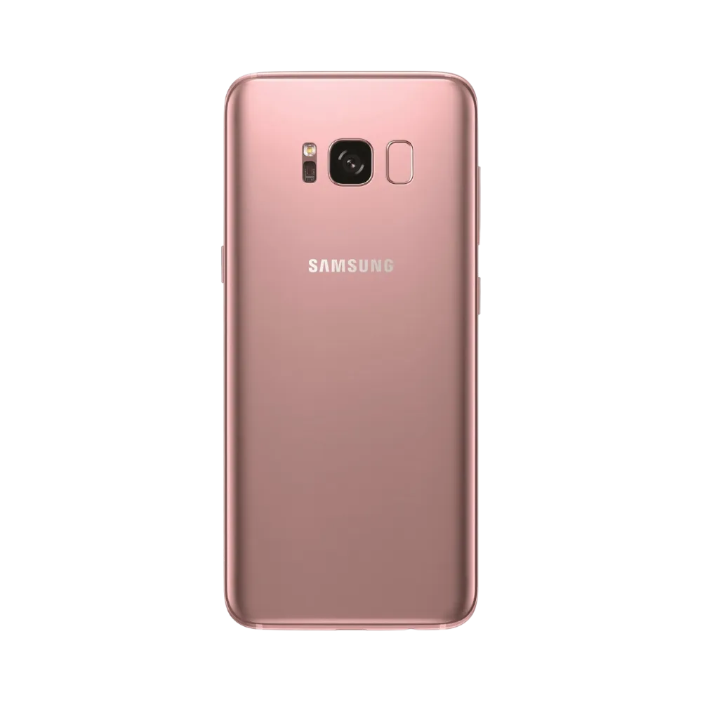 Dos du Galaxy S8 rose avec capteur d’empreintes et module photo arrière. iTelier Lyon : changement vitre arrière, batterie, caméra, lecteur biométrique. Pièces d’origine et garantie 1 an incluse.
