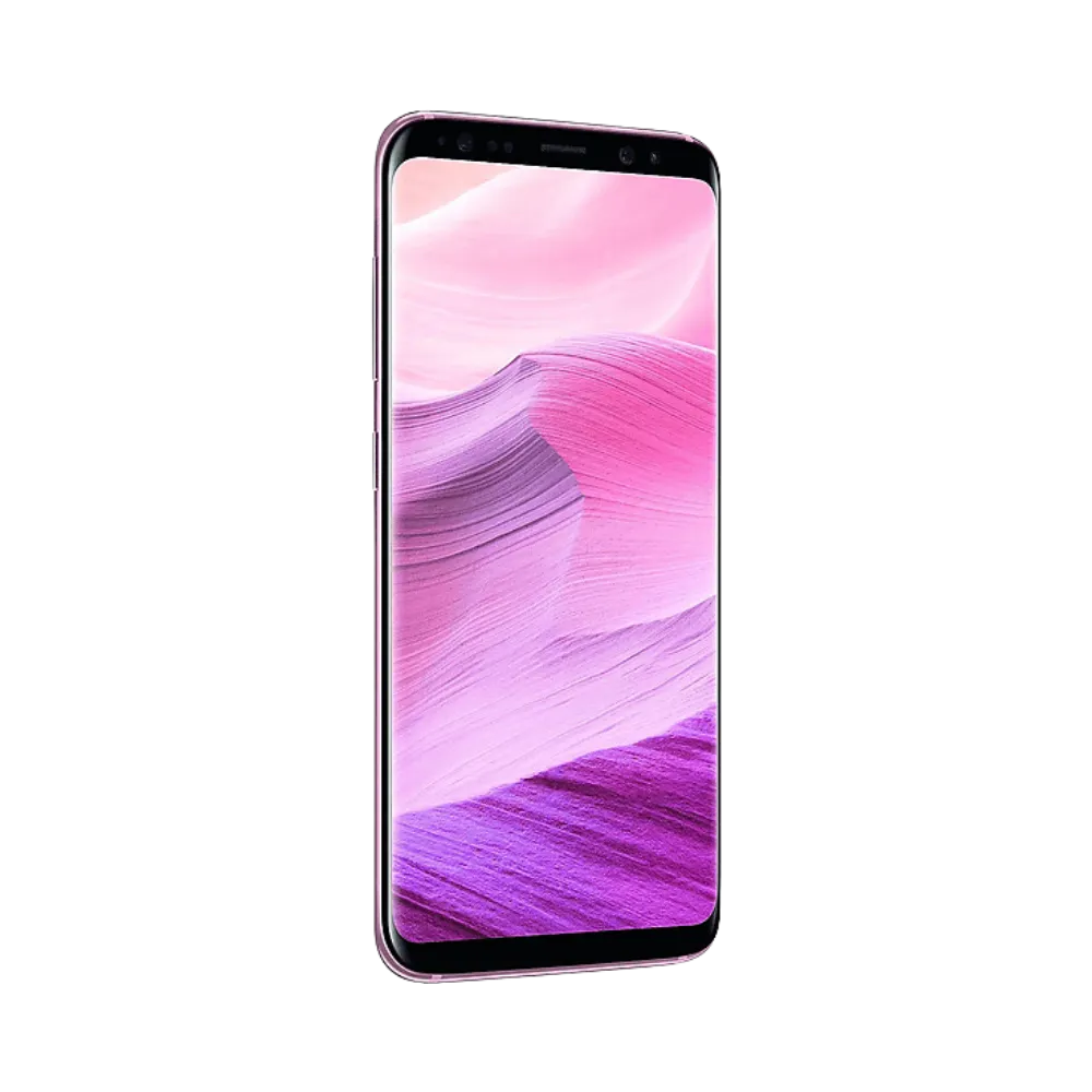 Samsung Galaxy S8 rose en vue frontale avec écran AMOLED incurvé et affichage net. Réparations iTelier Lyon : remplacement écran complet, tactile, vitre avant. Diagnostic gratuit et réparations rapides avec pièces de qualité.