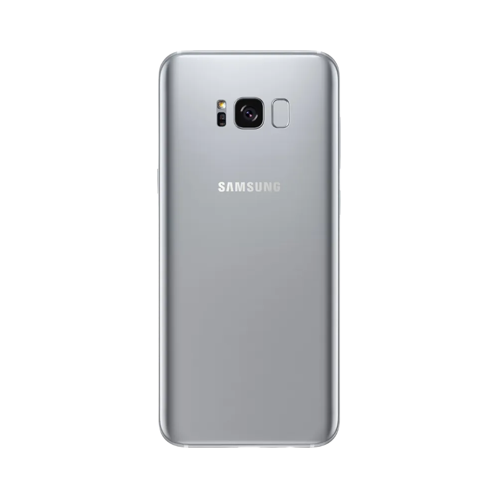 Vue arrière du Galaxy S8 Plus argent avec finition métallique et capteur d’empreintes à côté de l’appareil photo. Réparation iTelier Lyon : changement vitre arrière, module photo, batterie, lecteur d’empreintes. Pièces d’origine garanties.