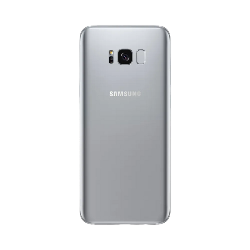 Vue arrière du Galaxy S8 Plus argent avec finition métallique et capteur d’empreintes à côté de l’appareil photo. Réparation iTelier Lyon : changement vitre arrière, module photo, batterie, lecteur d’empreintes. Pièces d’origine garanties.