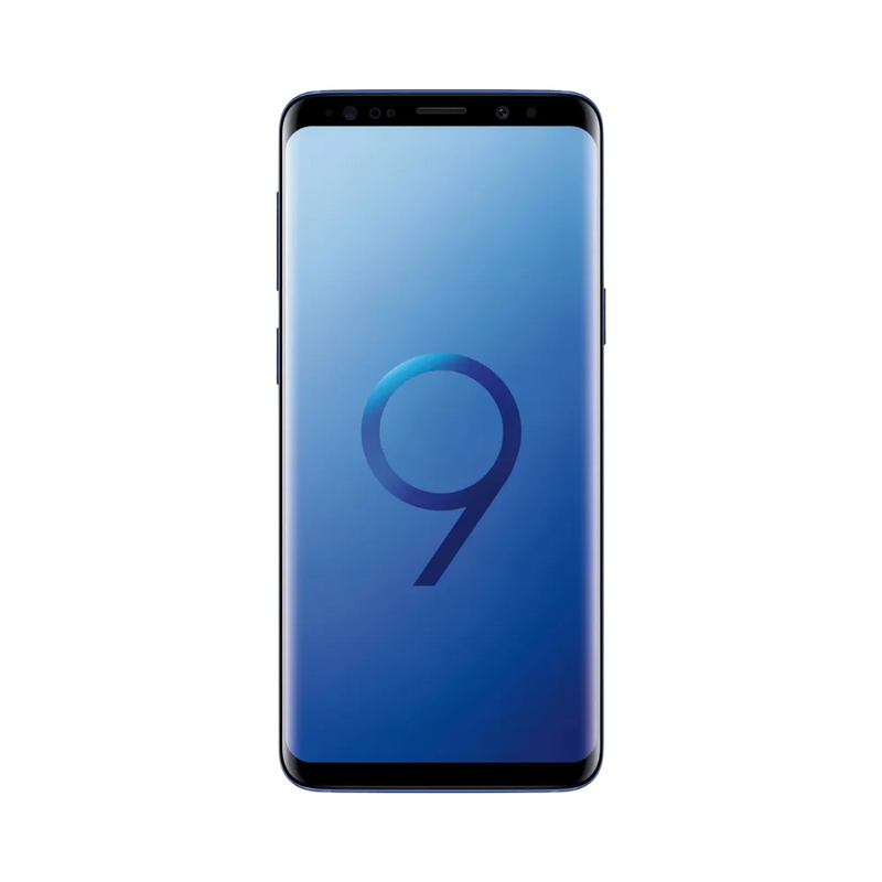 Face avant du Galaxy S9 bleu avec écran Super AMOLED bord à bord et design incurvé. iTelier Lyon : réparation écran fissuré, tactile défectueux, nappe interne. Intervention express en boutique ou envoi sécurisé par correspondance.