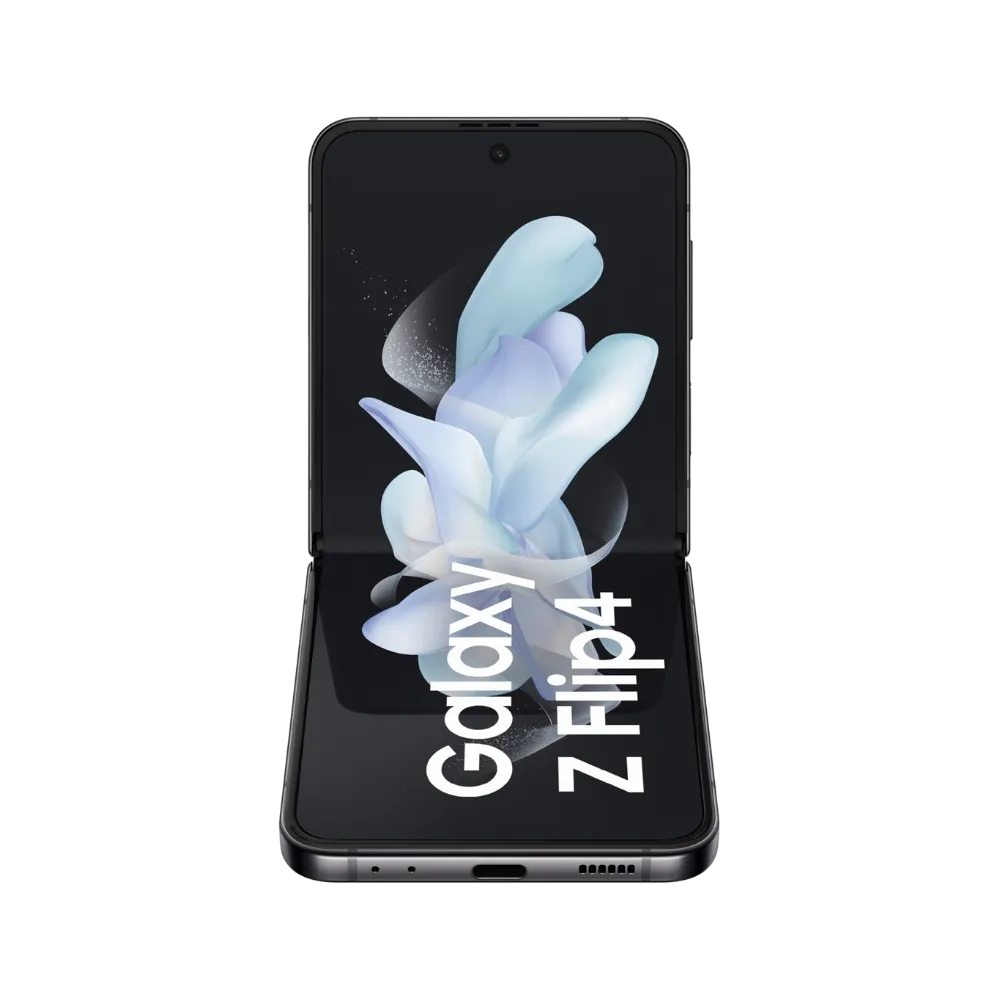 Samsung Galaxy Z Flip4 fermé avec écran externe actif et double caméra arrière. iTelier Lyon : remplacement écran secondaire, vitre de protection ou lentilles caméra. Service express à Lyon 6ème et par correspondance.