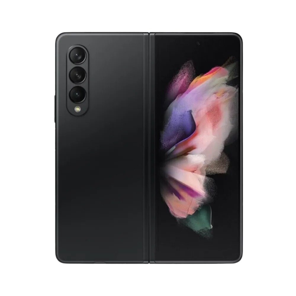 Samsung Galaxy Z Fold3 5G fermé avec écran externe actif. iTelier Lyon : réparation écran secondaire fissuré, vitre avant brisée ou tactile non fonctionnel. Réparations rapides et fiables à Lyon 6.